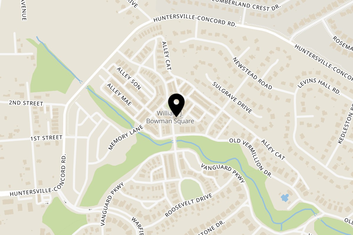 Map showing the location of Harvey's Huntersville on 13812 Cinnabar Pl in Huntersville